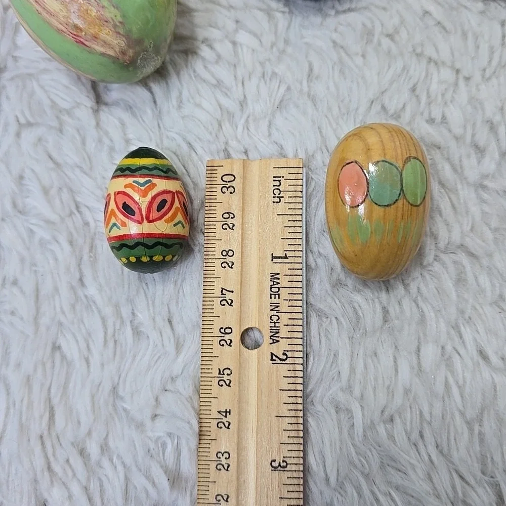 Vintage Easter Egg Tree Ornaments Lot of 10 Hand Painted Wooden Ceramic European